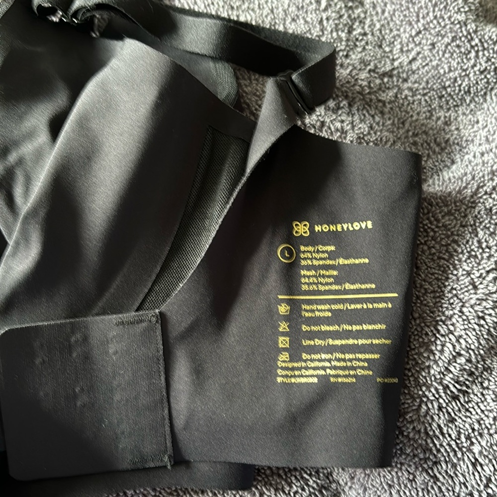 Honeylove  black size, large bra, worn once excellent condition